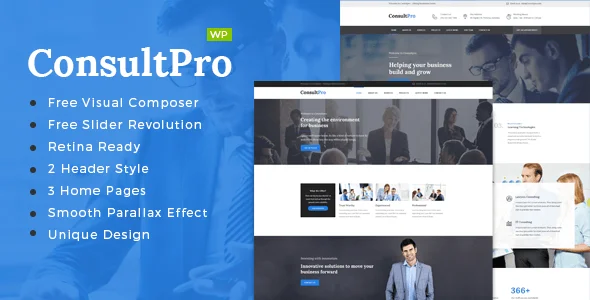 ConsultPro : Finance and Consultancy WordPress Theme — homepage layout
