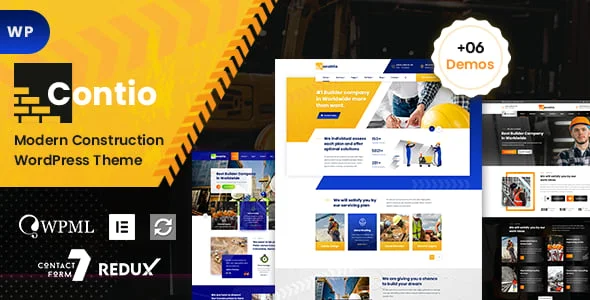 Contio - Construction WordPress Theme — homepage layout