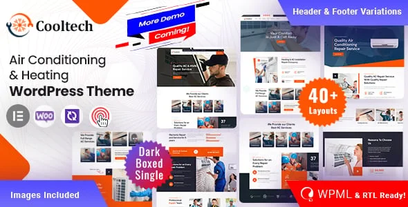 Cooltech - Air Conditioning WordPress Theme — homepage layout