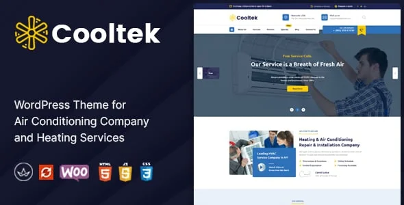 CoolTek - Air Conditioning Services WordPress Theme — homepage layout