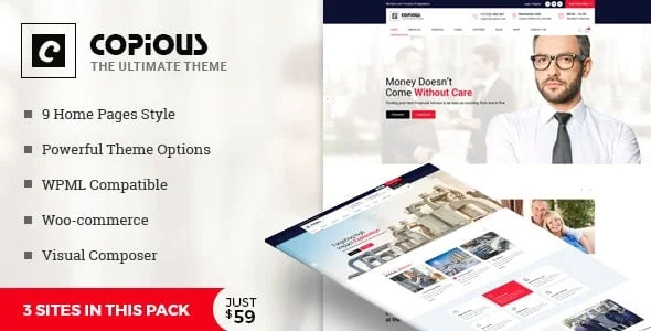 Copious - Multiuse WordPress Theme — homepage layout