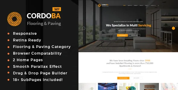 Cordoba : Paving Service WordPress Theme — homepage layout