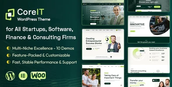 Core IT – Corporate & Consulting Business WordPress Theme — homepage layout