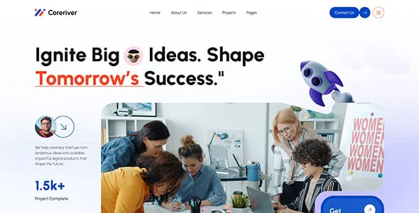 Coreriver - Startup & Digital Agency WordPress Theme — design detail view