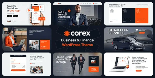 Corex - Finance & Business Investment WordPress Theme — homepage layout