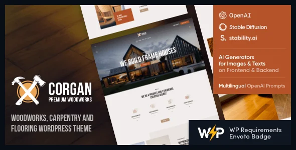 Corgan | Carpenter, Woodwork & Carpentry WordPress Theme — homepage layout