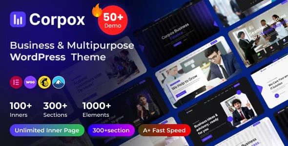 Corpox - Business & Multipurpose Elementor WordPress Theme — homepage layout