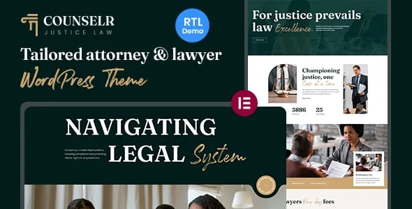 Counselr - Attorney & Lawyer WordPress Theme — homepage layout