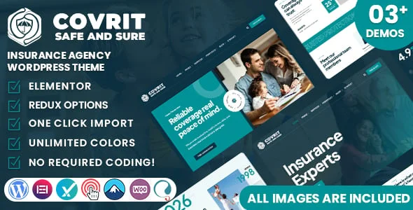 Covrit - Insurance Agency WordPress Theme — homepage layout