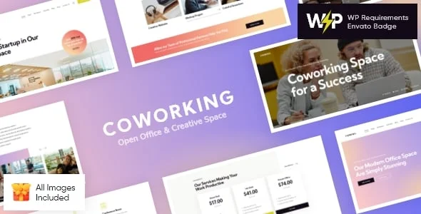 Coworking - Open Office & Creative Space WordPress Theme — homepage layout
