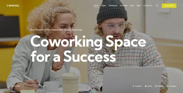 Coworking - Open Office & Creative Space WordPress Theme — blog and article listing