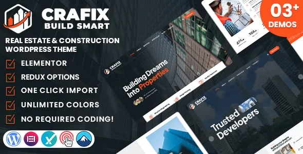 Crafix - Real Estate & Construction WordPress Theme — homepage layout