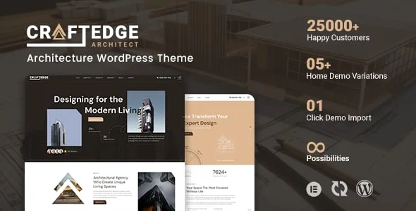 CraftEdge - Architecture WordPress Theme — homepage layout