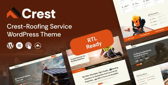 Crest - Roofing Services WordPress Theme — homepage layout