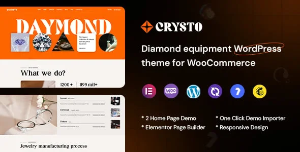 Crysto - Diamond Manufacturer & Store WordPress Theme — homepage layout