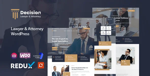 Decision - Lawyer & Attorney WordPress Theme — homepage layout