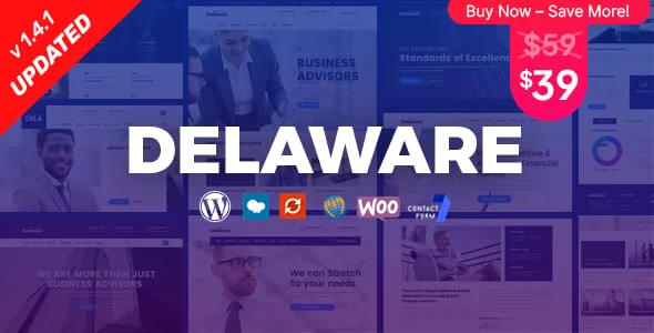 Delaware - Consulting and Finance WordPress Theme — homepage layout