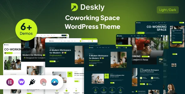 Deskly - Coworking Space WordPress Theme — homepage layout