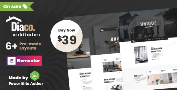 Diaco - Architecture & Interior Design Elementor WordPress Theme — homepage layout