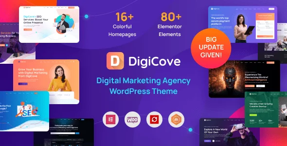 Digicove - Digital Marketing Agency WordPress Theme — homepage layout