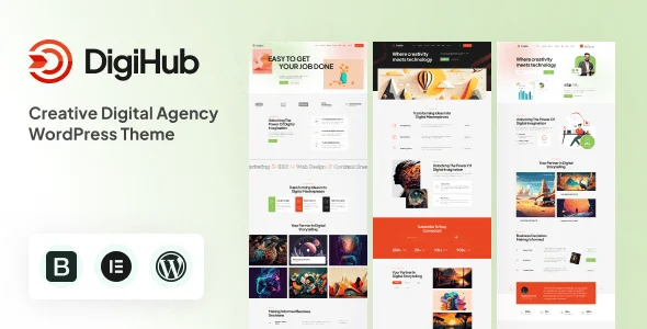 Digihub - Digital Agency WordPress Theme — homepage layout