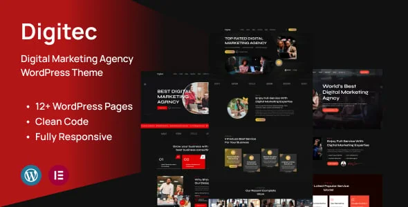 Digitec - Business & Agency WordPress Theme — homepage layout