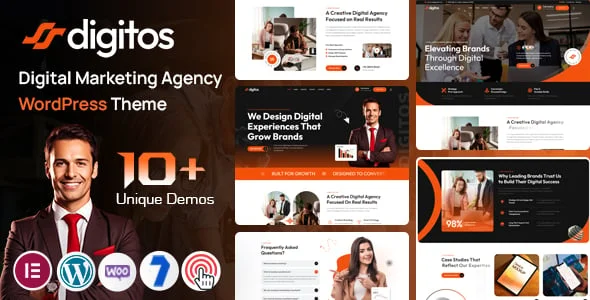 Digitos - Digital Agency WordPress Theme — homepage layout
