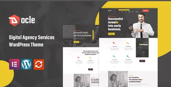 Docle - Digital Agency Services WordPress Theme — homepage layout
