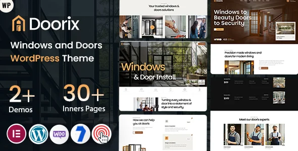 Doorix - Windows and Doors WordPress Theme WordPress theme homepage layout for a aluminium windows website business website