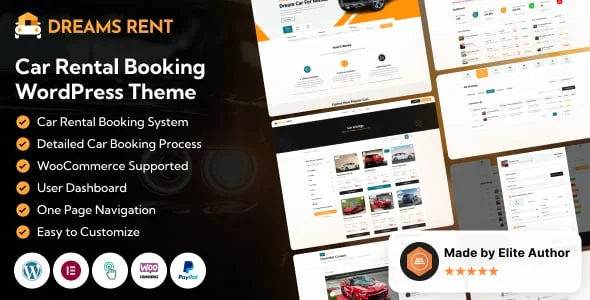 Dreams Rent - Vehicle Rental, Car Hire & Booking WordPress Theme — homepage layout
