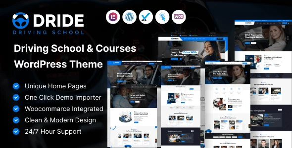 Dride – Driving School & Courses WordPress Theme — homepage layout