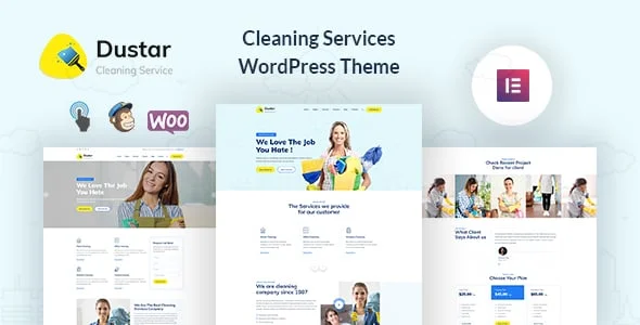 Dustar – Cleaning Services WordPress Theme — homepage layout