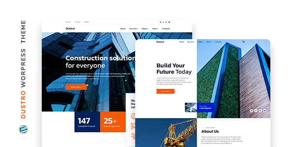 Dustro – Construction Company WordPress Theme — homepage layout