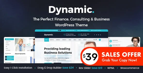Dynamic - Finance and Consulting Business WordPress Theme — homepage layout