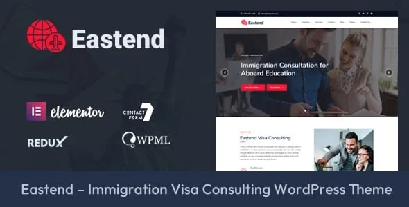 Eastend – Immigration Visa Consulting WordPress Theme — homepage layout