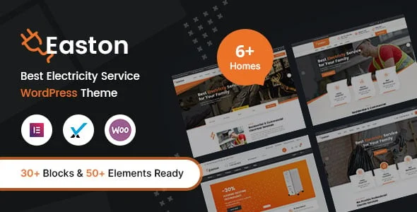 Easton - Electricity Services WordPress Theme — homepage layout