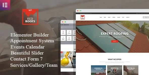 Eco Roofs - Housetop Repair & Renovation WordPress Theme — homepage layout