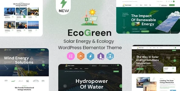 Ecogreen - Solar Energy & Ecology WordPress Elementor Theme — homepage layout
