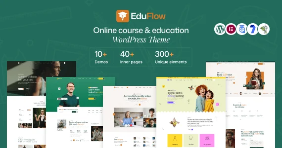 Eduflow - Education & Online Course WordPress Theme — homepage layout