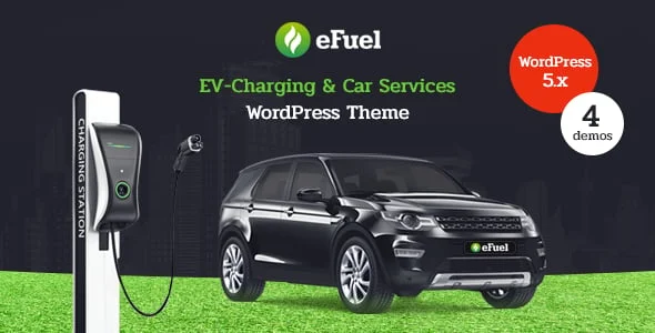 Efuel - Electric Car Rental & EV Charging WordPress Theme — homepage layout