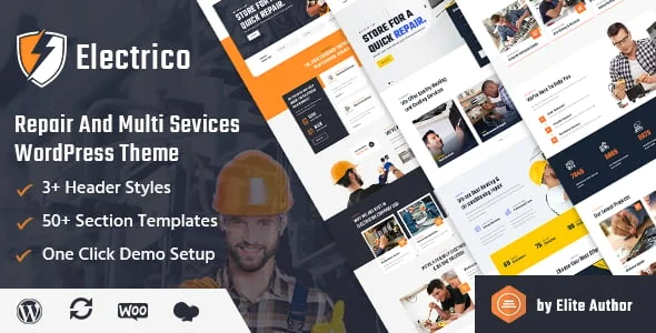 Electrico - Repair and Multi Services WordPress Theme — homepage layout