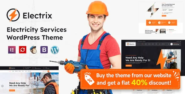 Electrik - Electricity Services WordPress Theme — homepage layout