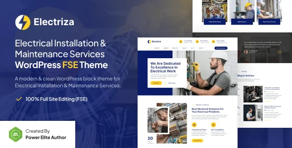 Electriza – Electrical Installation & Maintenance Services Gutenverse FSE WordPress Block Theme — homepage layout