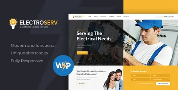 ElectroServ | Fixing & Repair Service WordPress Theme — homepage layout