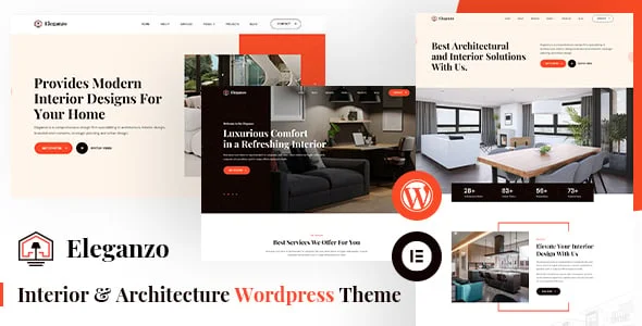 Eleganzo | Interior & Architecture WordPress Theme — homepage layout