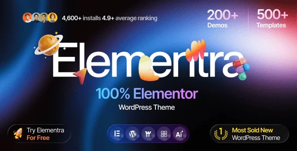 Elementra - 100% Elementor WordPress Theme — homepage layout