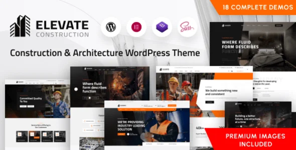Elevate - Construction WordPress Theme — homepage layout