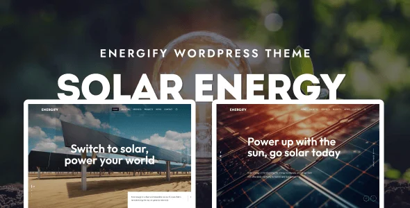 Energify - Solar & Renewable Energy WordPress Theme — homepage layout