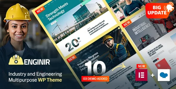 Enginir - Industrial & Engineering Multipurpose WordPress Theme — homepage layout