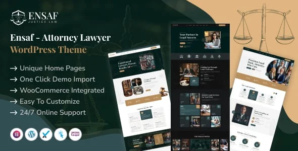 Ensaf - Attorney Lawyer WordPress Theme — homepage layout